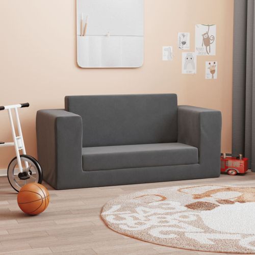 Vidaxl Canapé-Lit Pour Enfants 2 Places Anthracite Peluche Douce
