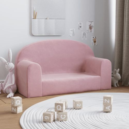 Vidaxl Canapé Pour Enfants 2 Places Rose Peluche Douce