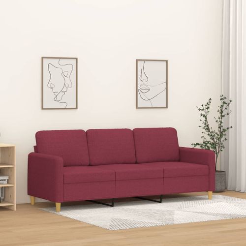 Vidaxl Canapé À 3 Places Rouge Bordeaux 180 Cm Tissu