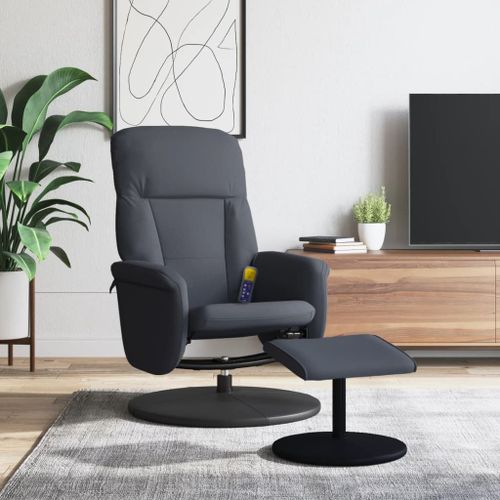 Vidaxl Fauteuil De Massage Inclinable Repose-Pied Gris Foncé Velours