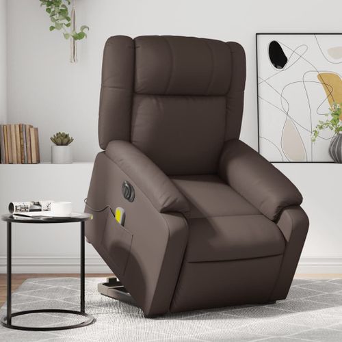 Vidaxl Fauteuil Inclinable De Massage Électrique Marron Similicuir