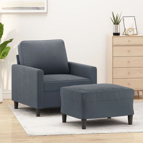 Vidaxl Fauteuil Avec Repose-Pied Gris Foncé 60 Cm Velours