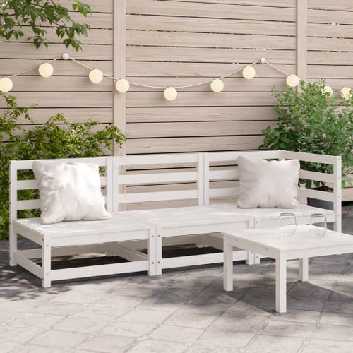 Vidaxl Canapé De Jardin 3 Places Blanc Bois De Pin Massif