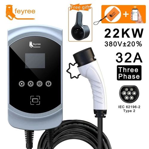 Borne De Recharge Voiture Electrique Evse Wallbox 22kw 3phase Vope2 Câble Prise Iec62196-2.