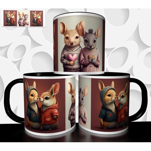 Mug Tasse À Café - Illustration Animal Amour Love Cadeau Mariage St Valentin 1929