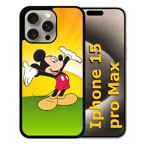 Coque Pour Iphone 15 Pro Max - Disney Mickey - Silicone - Noir