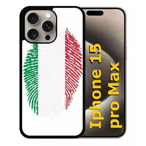 Coque Pour Iphone 15 Pro Max - Empreinte Digitale Drapeau Italie Italy - Silicone - Noir