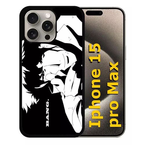 Coque Pour Iphone 15 Pro Max - Cowboy Bebop Spike Spiegel Bang - Silicone - Noir