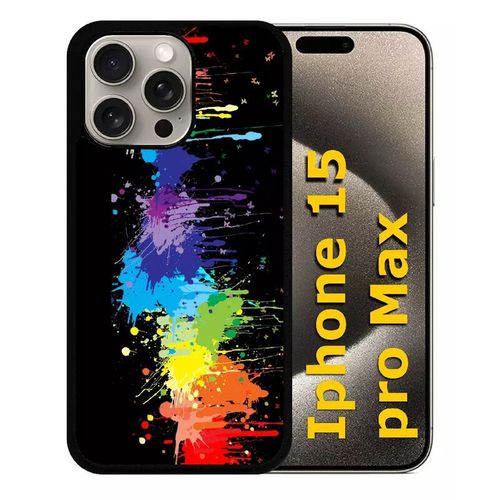 Coque Pour Iphone 15 Pro Max - Pop Art Color Smash - Silicone - Noir
