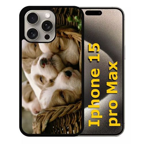 Coque Pour Iphone 15 Pro Max - Panier A Chiots - Silicone - Noir