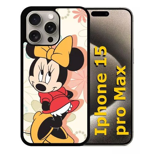 Coque Pour Iphone 15 Pro Max - Disney Minnie Timide - Silicone - Noir