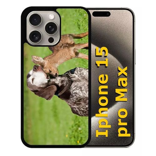 Coque Pour Iphone 15 Pro Max - Chien Et Petit Chevreuil - Silicone - Noir