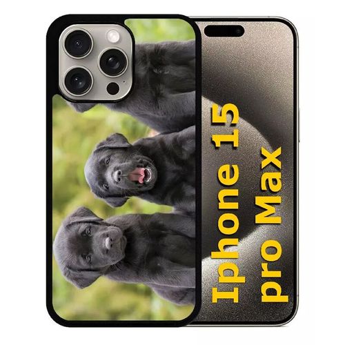 Coque Pour Iphone 15 Pro Max - Chiots Labrador Retriver Noir - Silicone - Noir