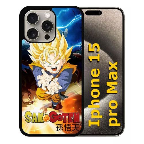 Coque Pour Iphone 15 Pro Max - Dragon Ball Son Goten Fury - Silicone - Noir