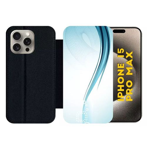 Etui À Rabat Pour Iphone 15 Pro Max - Forme Bleu Arrondi - Silicone - Noir