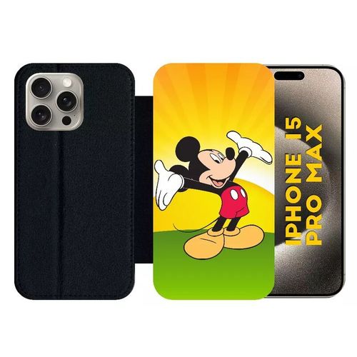 Etui À Rabat Pour Iphone 15 Pro Max - Disney Mickey - Silicone - Noir