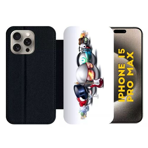 Etui À Rabat Pour Iphone 15 Pro Max - Rocking Smileys - Silicone - Noir