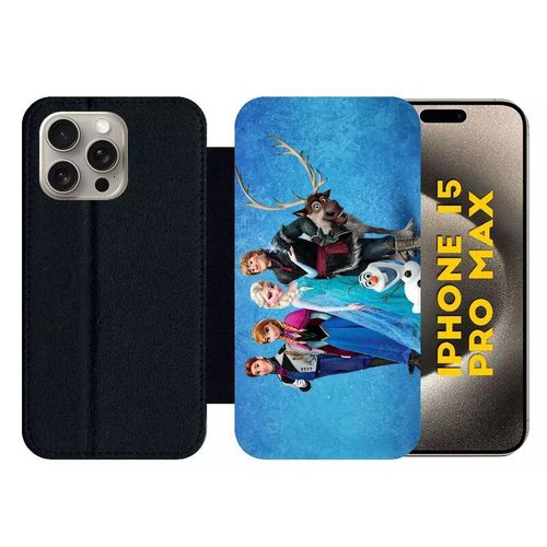 Etui À Rabat Pour Iphone 15 Pro Max - Frozen Reine Des Neiges - Silicone - Noir