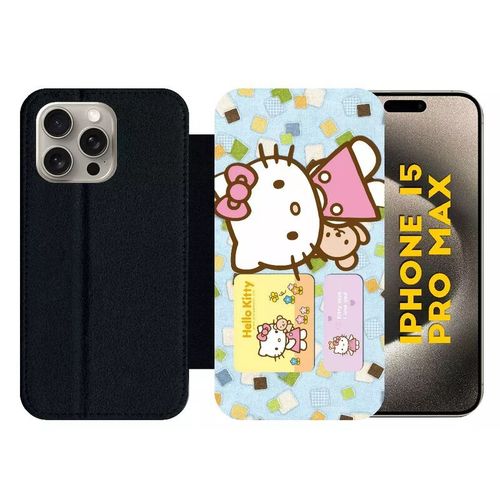 Etui À Rabat Pour Iphone 15 Pro Max - Hello Kitty I Love You - Silicone - Noir