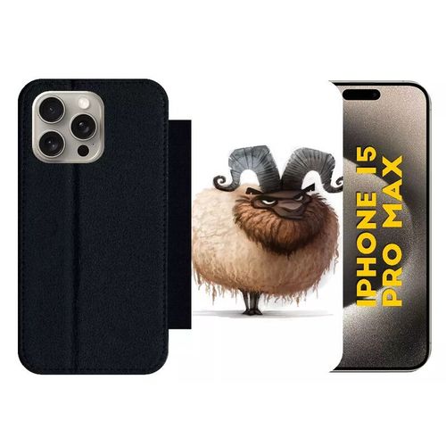 Etui À Rabat Pour Iphone 15 Pro Max - Funny Mouton Super Content - Silicone - Noir