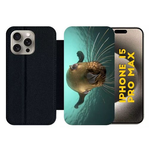Etui À Rabat Pour Iphone 15 Pro Max - Loutre Tu Veux Ma Photo - Silicone - Noir