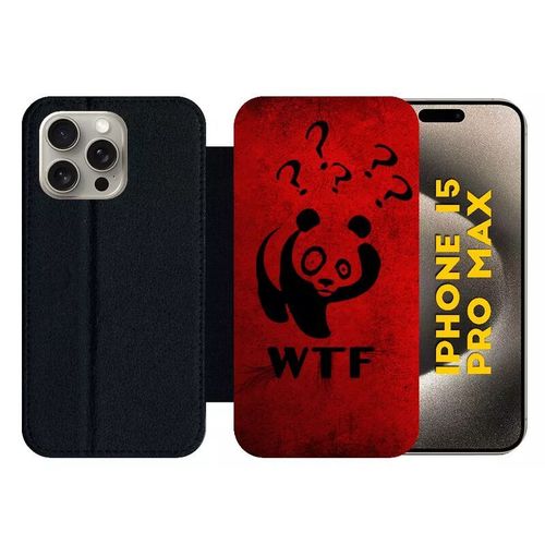 Etui À Rabat Pour Iphone 15 Pro Max - Wtf What The Fuck - Silicone - Noir