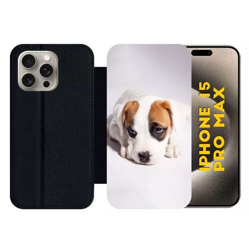 Etui À Rabat Pour Iphone 15 Pro Max - Chiot - Silicone - Noir
