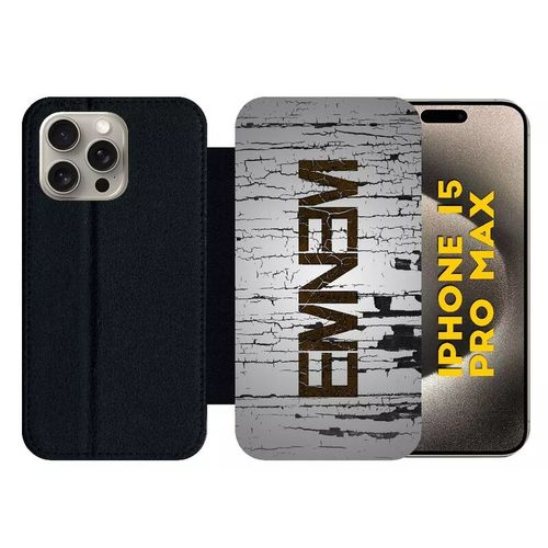 Etui À Rabat Pour Iphone 15 Pro Max - Hip Hop Eminem - Silicone - Noir