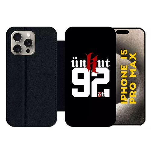 Etui À Rabat Pour Iphone 15 Pro Max - Unkut Haut De Seine 92 - Silicone - Noir