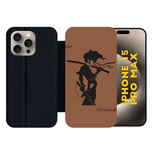 Etui À Rabat Pour Iphone 15 Pro Max - Afro Afro Samurai - Silicone - Noir