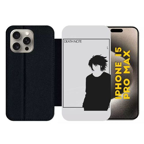 Etui À Rabat Pour Iphone 15 Pro Max - Death Note L - Silicone - Noir