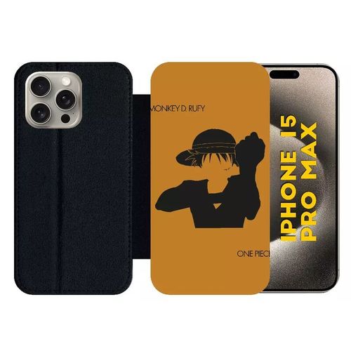 Etui À Rabat Pour Iphone 15 Pro Max - One Piece Monkey D Rufy - Silicone - Noir
