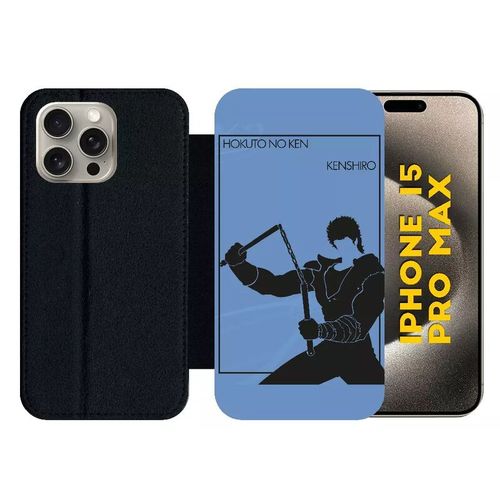 Etui À Rabat Pour Iphone 15 Pro Max - Hokuto No Ken Kenshiro - Silicone - Noir