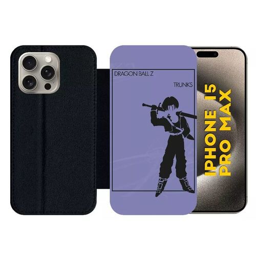 Etui À Rabat Pour Iphone 15 Pro Max - Dragon Ball Z Trunks - Silicone - Noir