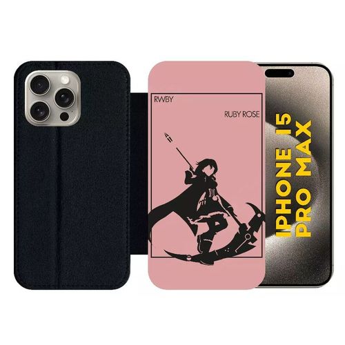 Etui À Rabat Pour Iphone 15 Pro Max - Rwby Rose - Silicone - Noir