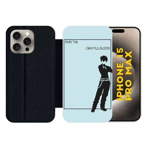 Etui À Rabat Pour Iphone 15 Pro Max - Fairy Tail Gray Fullbuster - Silicone - Noir