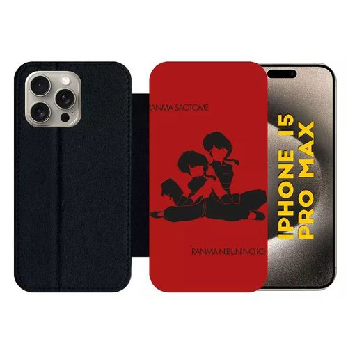 Etui À Rabat Pour Iphone 15 Pro Max - Ranma - Silicone - Noir