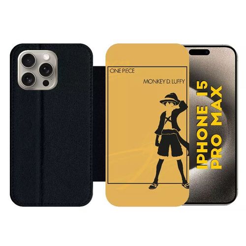 Etui À Rabat Pour Iphone 15 Pro Max - One Piece Monkey D Luffy - Silicone - Noir