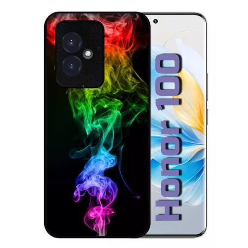 Coque Pour Honor 100 - Smoke Fume Arc En Ciel 2 - Silicone - Noir