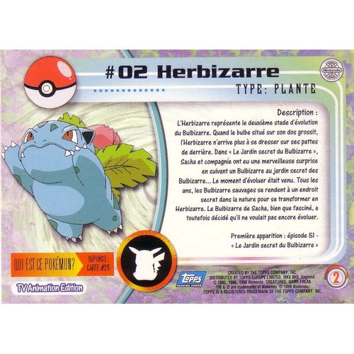 Pokémon - Topps - Tv Animation Edition - #02 Herbizarre