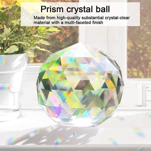 Boule de cristal en verre transparent prisme attrape-soleil arc-en-ciel, sphère à facettes pour fenêtre, Feng Shui, décoration de jardin de bureau à domicile (100 mm 3,94 pouces)