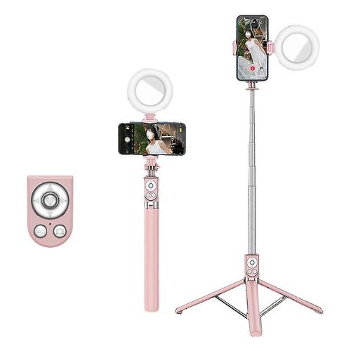Perche À Selfie Extensible Avec Télécommande Sans Fil Rechargeable Tik Tok, Trépied Et Lumière 1,75 M Rose