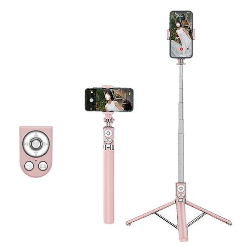 Perche À Selfie, Perche À Selfie Extensible Avec Télécommande Sans Fil Rechargeable Tik Tok Et Support De Trépied 1,35 M Rose