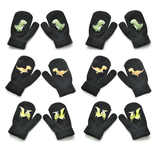 Gants Chauds D'hiver Pour Enfants, Motifs De Dinosaures De Dessin Animé Mignons