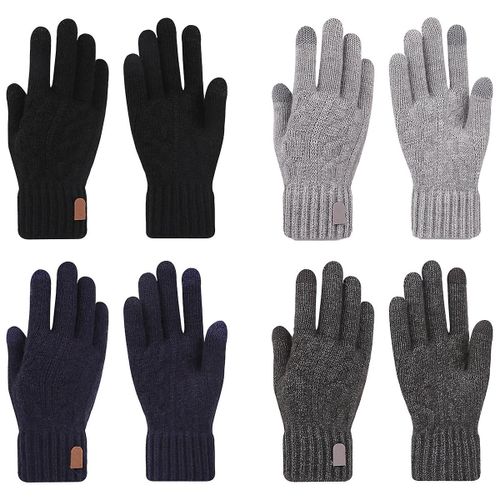 4 Paires De Gants D'hiver Pour Écran Tactile Pour Femmes, Gants Chauds En Tricot Doublés De Polaire, Manchette Élastique, Gants D'hiver Pour Textos