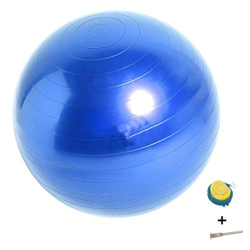 Ballon d'exercice anti-éclatement et antidérapant, ballon de Yoga, ballon de Fitness, ballon d'accouchement avec pompe rapide, 65cm, bleu