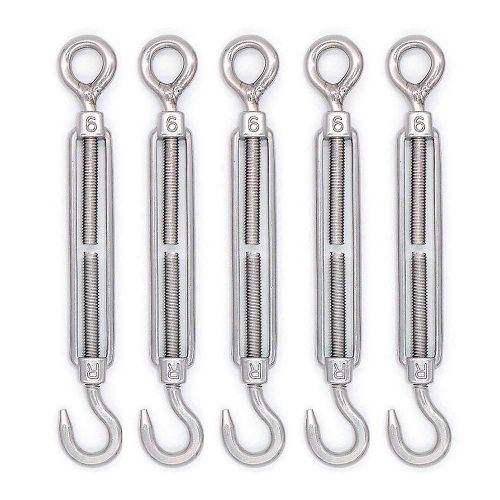 Tendeur Crochet De Tension Et Crochet À Oeil Et Tendeur À Oeil Kit De Quincaillerie En Acier Inoxydable 304 Pour Tension De Câble Métallique Support De Voile D'ombrage Robuste 5-pack
