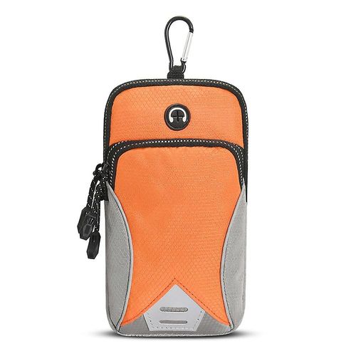 Sac De Bras De Téléphone Portable De Sports De Plein Air En Nylon Résistant Aux Éclaboussures D'eau Équipement De Fitness En Cours D'exécution Orange