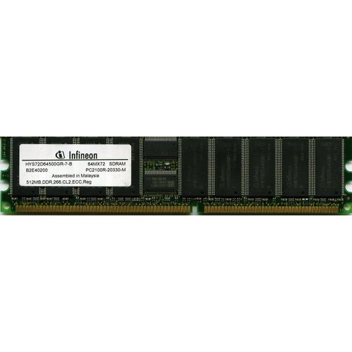 Infineon - Mémoire - 512 Mo - DIMM - DDR - 266 PC2100 - Cl2 - ECC - Reg - Ref HYS72D64500GR-7-B