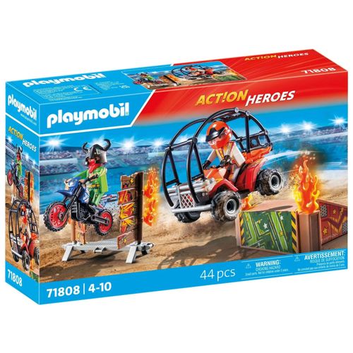 Playmobil Action Heroes 71808 - Duo De Cascadeurs Avec Quad Et Moto